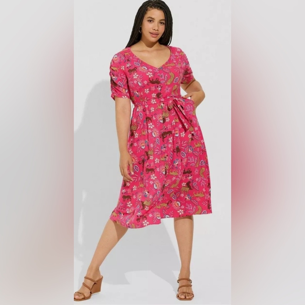 Pink Cheetah Midi Dress
